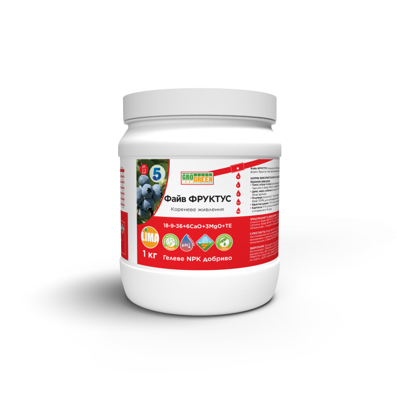 Файв ФРУКТУС NPK 18-9-36 + 6CaO + 3MgO + TE 1кг